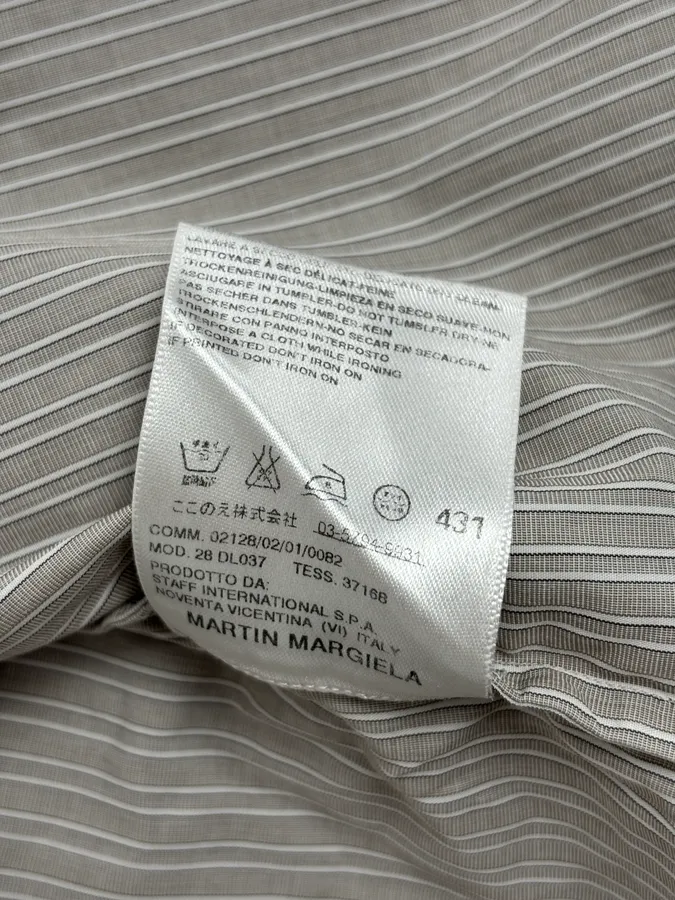 AW2008 Maison Martin Margiela Beige Striped Signature Shirt - Image 15