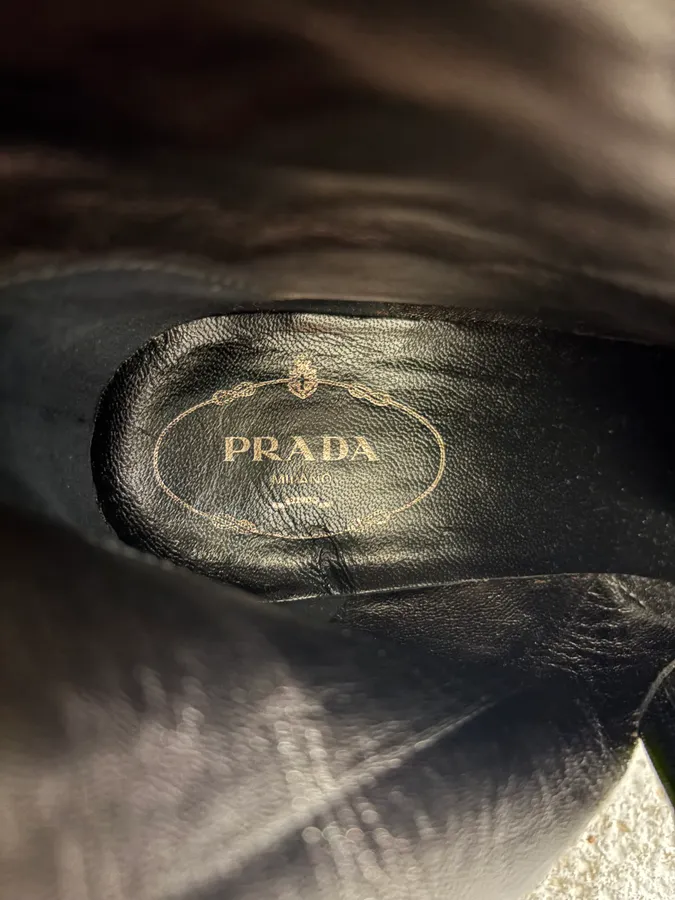 AW2008 Prada Black Leather Raw Heels - Image 9