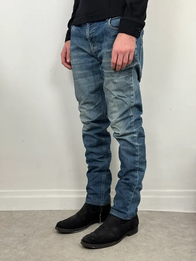 AW2008 Prada Blue Faded Tight Fit Denim Jeans - Image 3