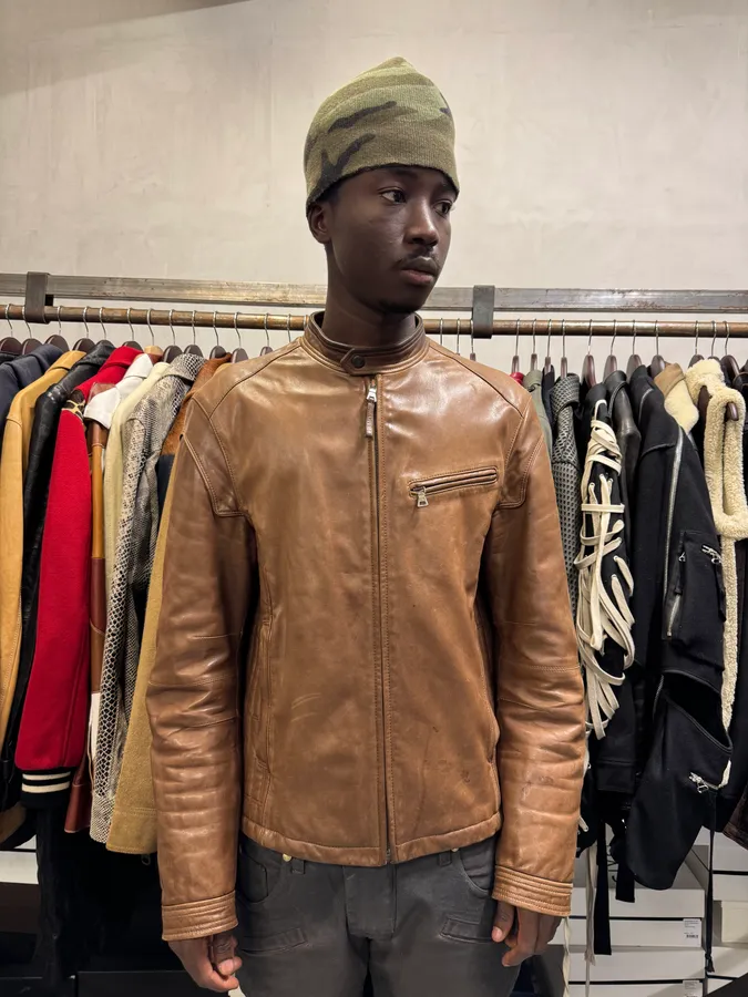 AW2008 Prada Camel Biker Leather Jacket - Image 2