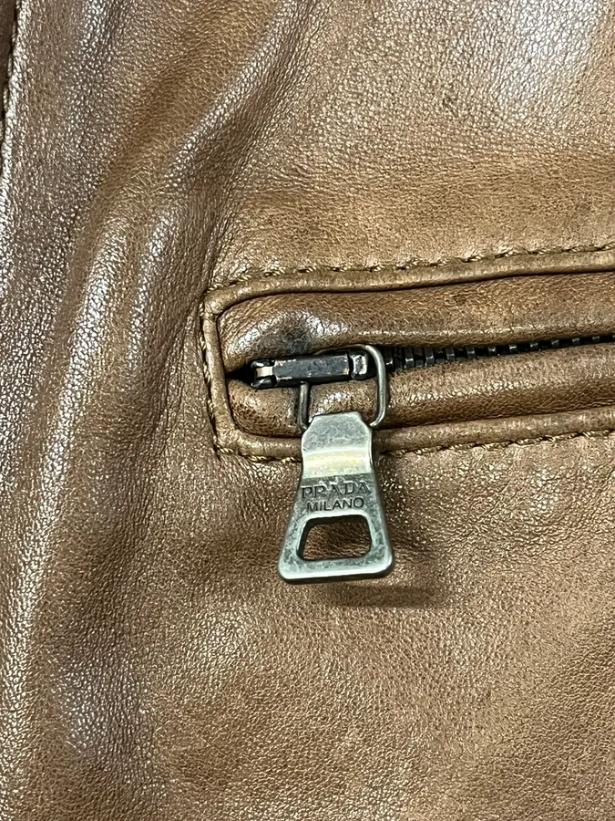 AW2008 Prada Camel Biker Leather Jacket - Image 9