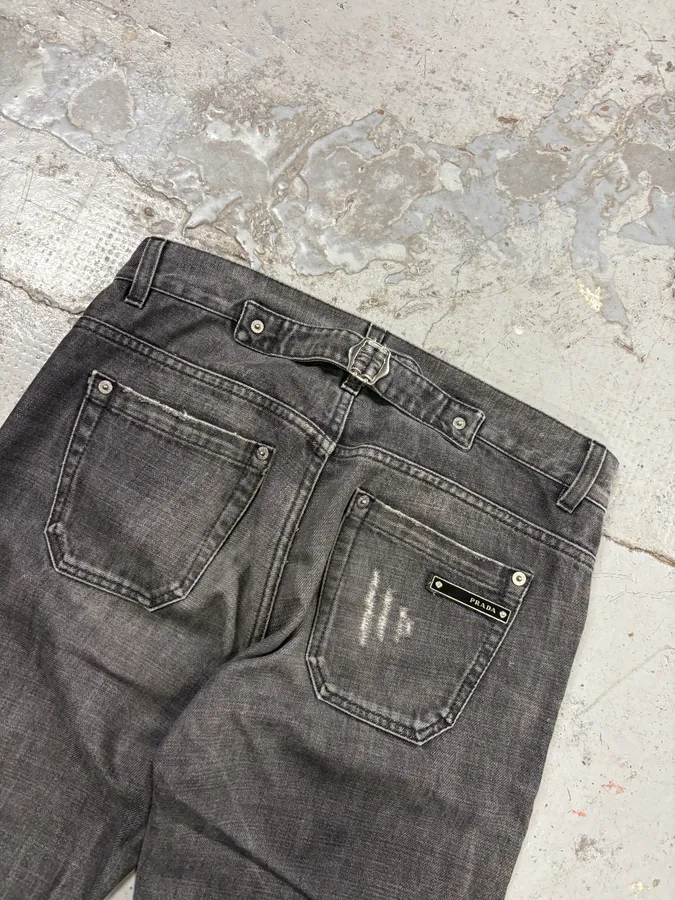 AW2008 Prada Grey Cotton Slim Button-Fly Denim Jeans - Image 7