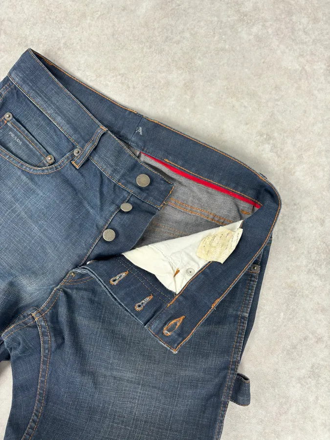 AW2008 Prada Navy Faded Denim Jeans - Image 9