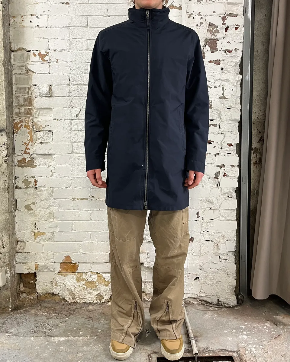 AW2008 Prada Navy Nylon Long Jacket - Image 2