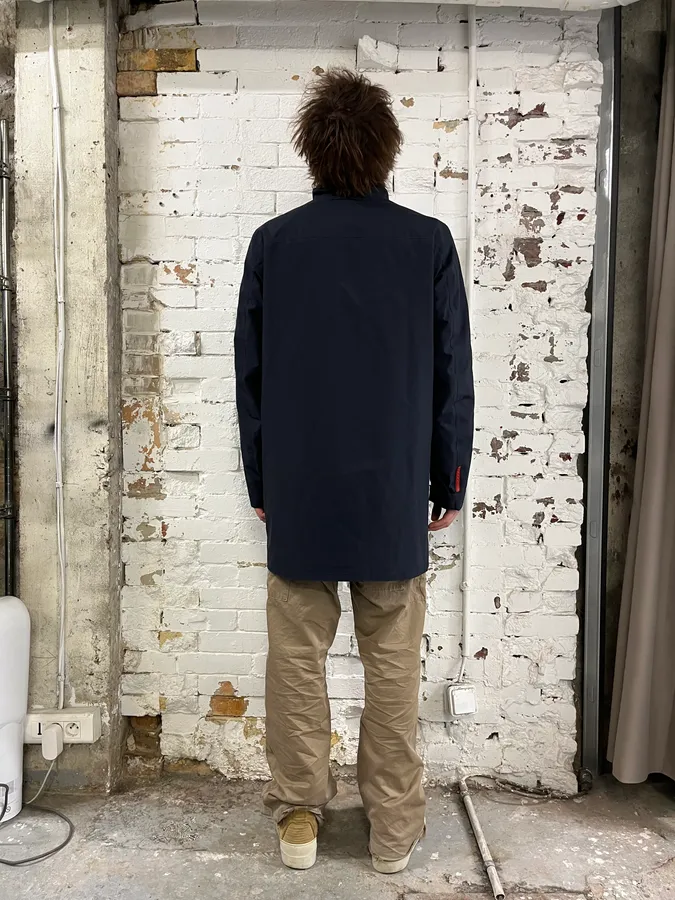 AW2008 Prada Navy Nylon Long Jacket - Image 3