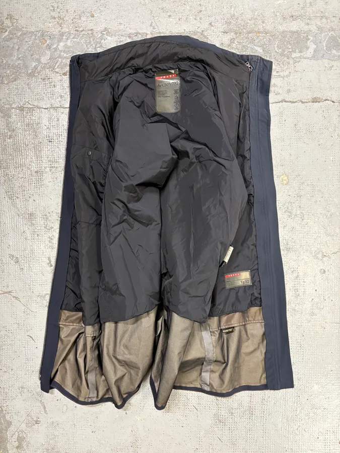 AW2008 Prada Navy Nylon Long Jacket - Image 6