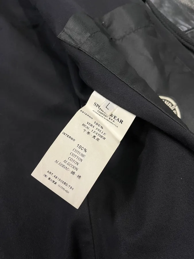 AW2008 Stone Island Green Patina Leather Eroded Green Officer Jacket - Image 11
