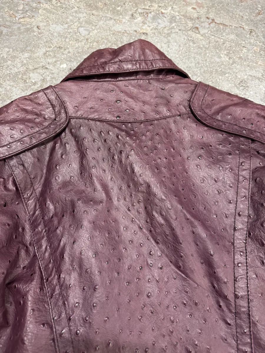 AW2008 Versace Ostrich Embossed Leather Bordeaux Jacket - Image 13