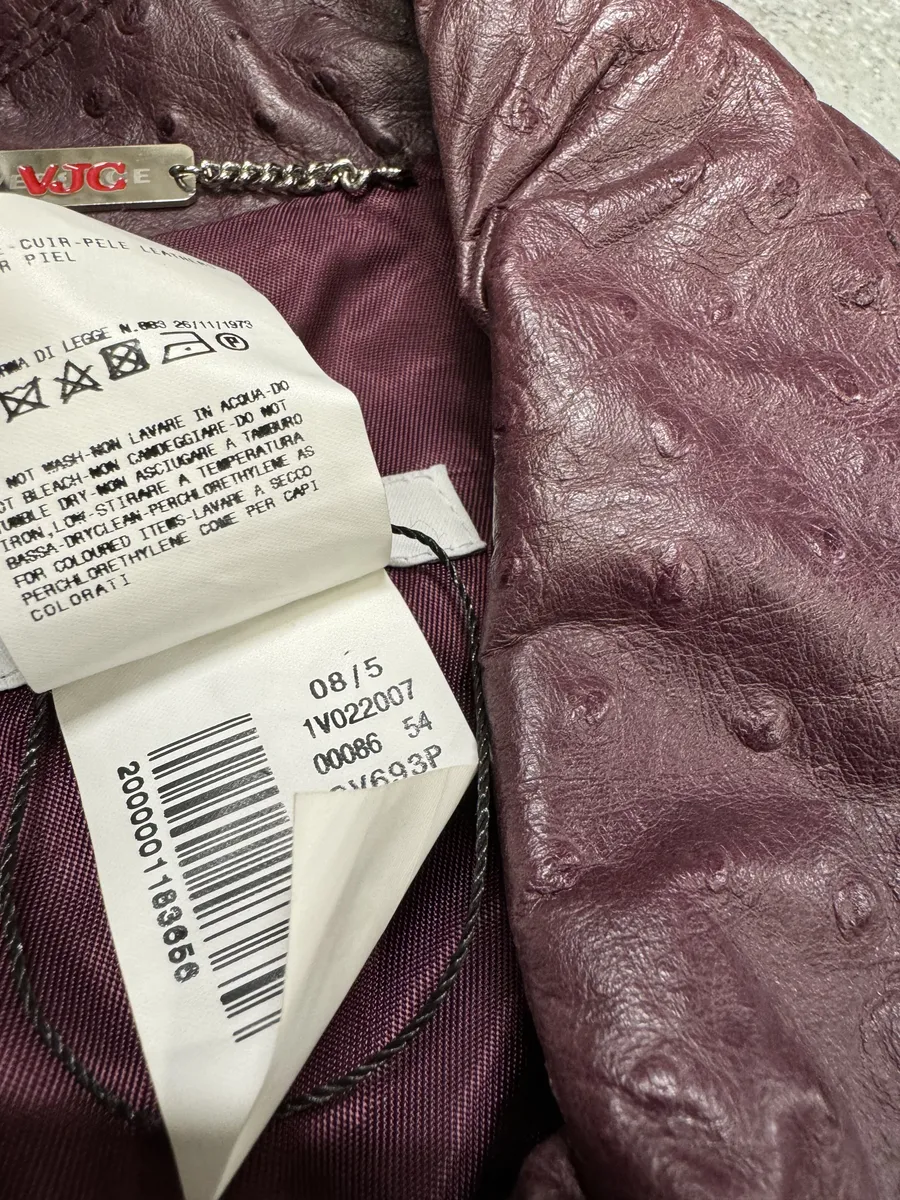 AW2008 Versace Ostrich Embossed Leather Bordeaux Jacket - Image 8