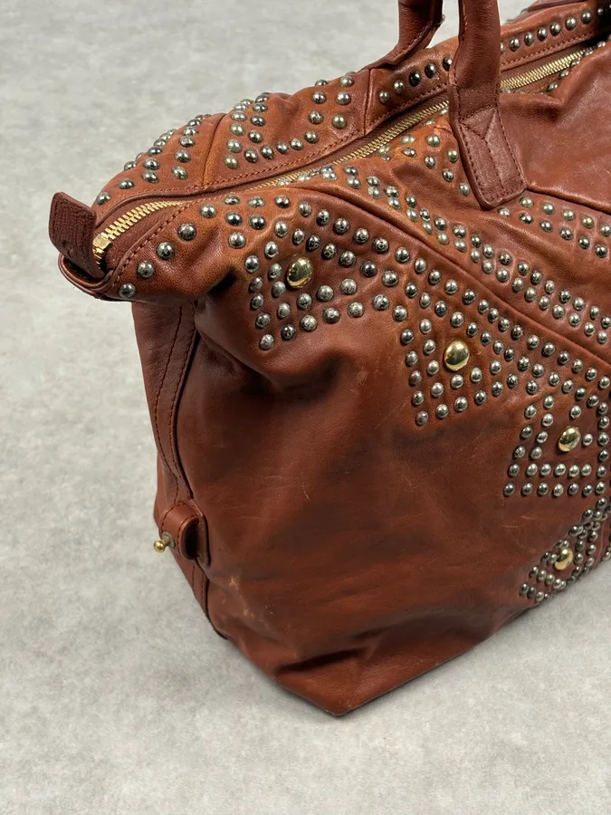 AW2008 Yves Saint Laurent Easy Brown Leather Studded Handle Bag - Image 8