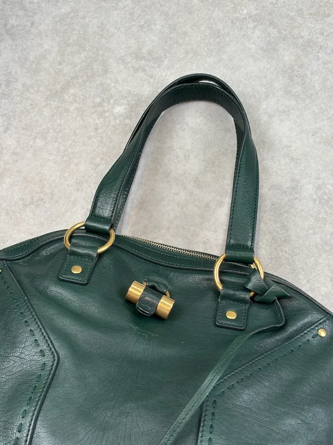 AW2008 Yves Saint Laurent Muse Dark Green Leather Handle Bag - Image 5