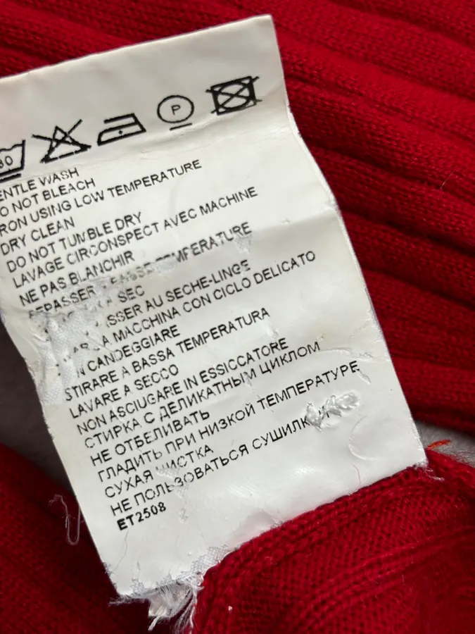 AW2009 Bikkembergs Red V-Neck Wool Collar Sweater - Image 10