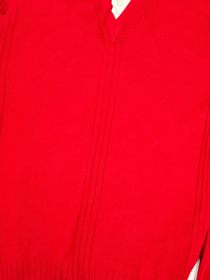 AW2009 Bikkembergs Red V-Neck Wool Collar Sweater - Image 7