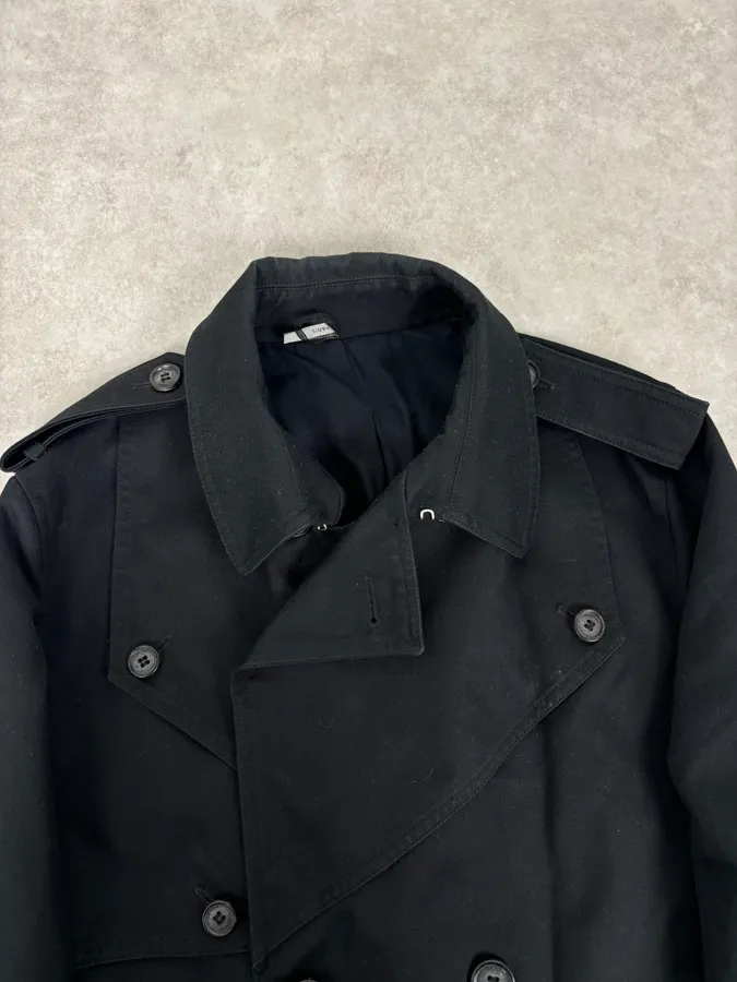 AW2009 Dior Black Wool Double-Breasted Trench Coat by Kris Van Assche - Image 6