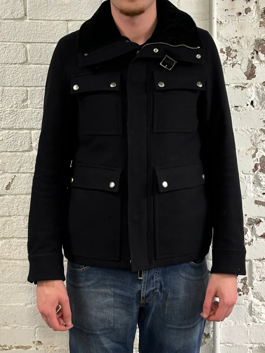 AW2009 Dior Black Wool Multi-Pocket Classy Coat by Kris Van Assche - Image 2