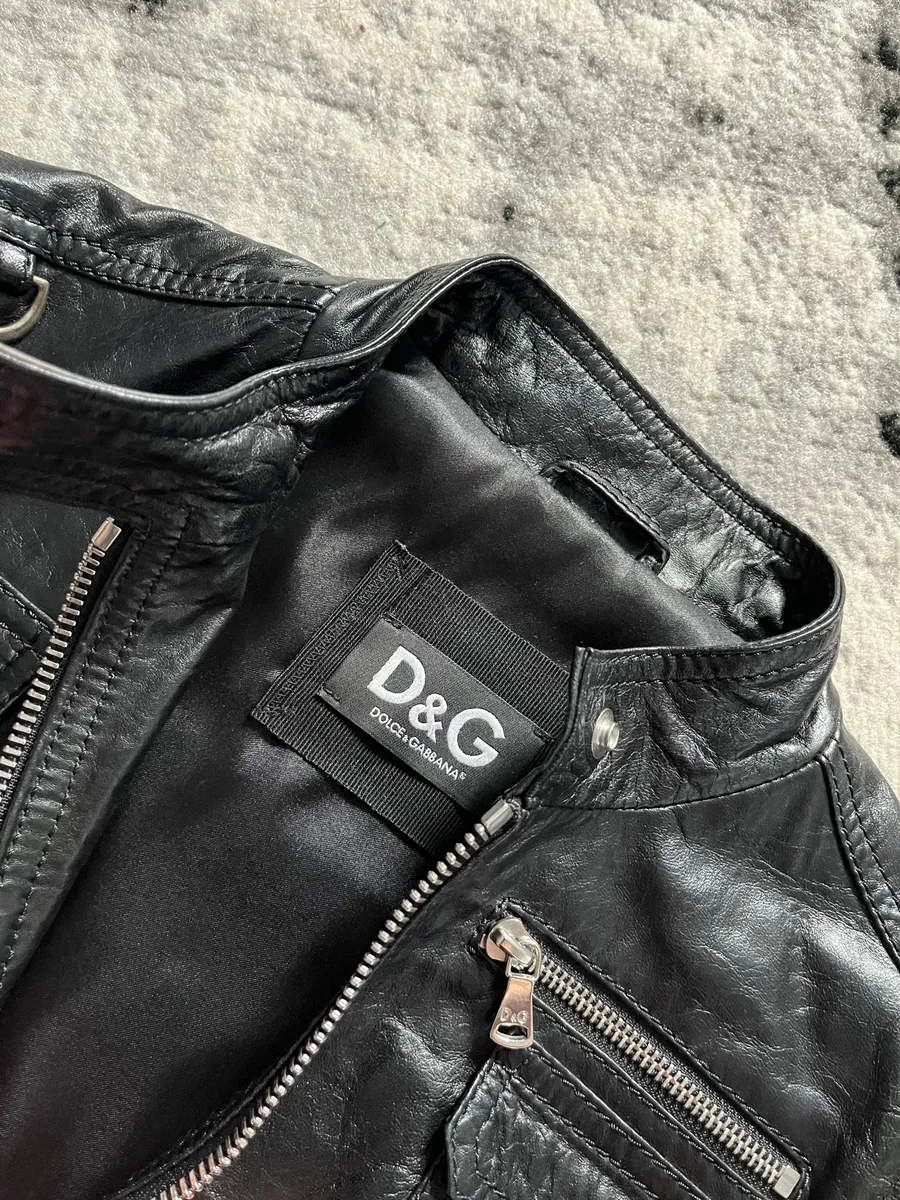 AW2009 Dolce & Gabbana Cargo Utility Black Leather Jacket - Image 7