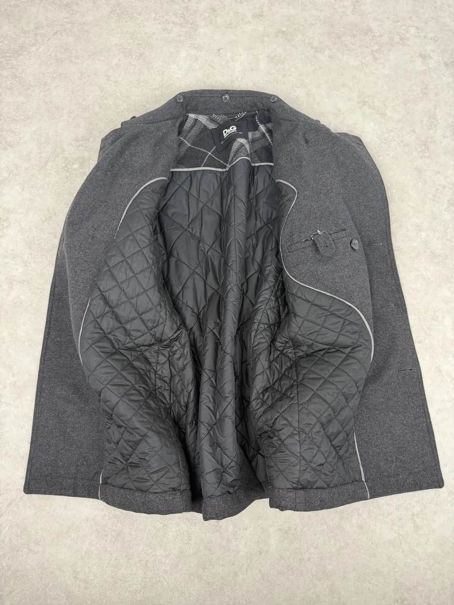 AW2009 Dolce & Gabbana Grey Caban Buttoned Officer Wool Coat - Image 4