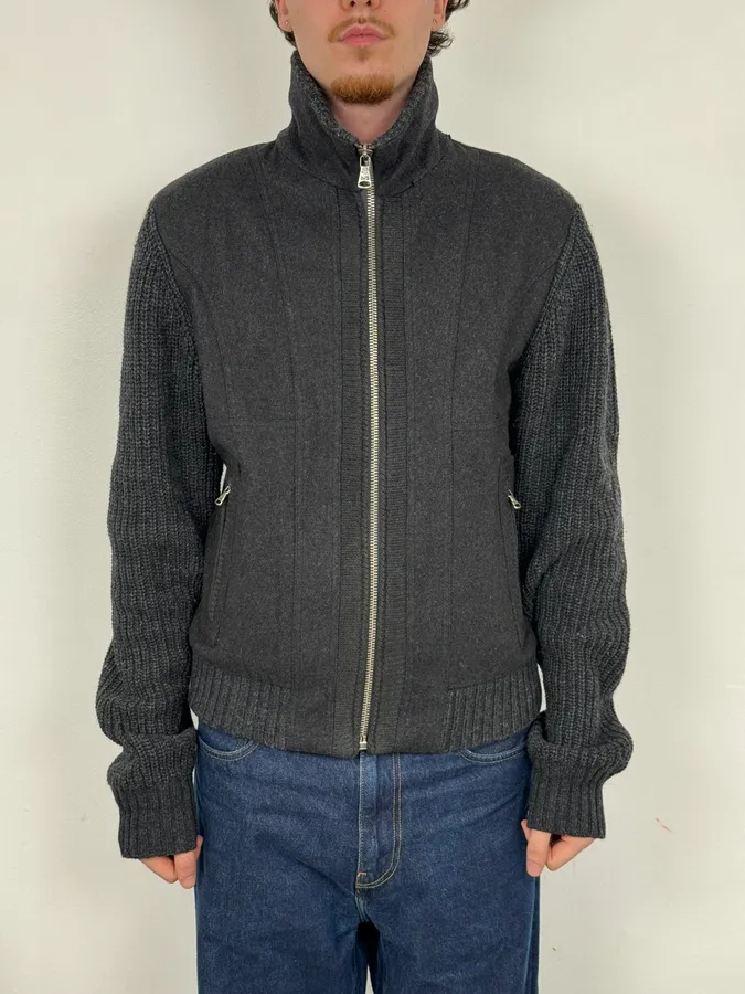 AW2009 Dolce & Gabbana Grey Wool Knit Collar Jacket - Image 2