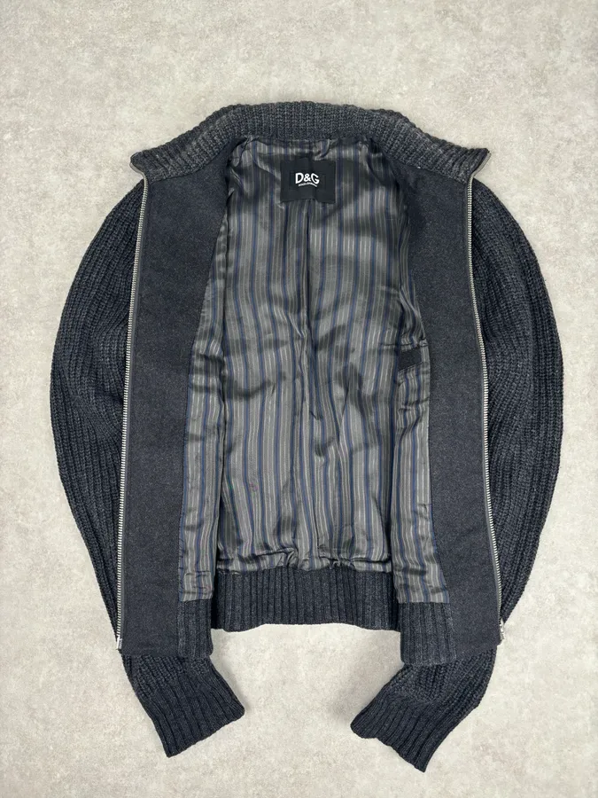 AW2009 Dolce & Gabbana Grey Wool Knit Collar Jacket - Image 7