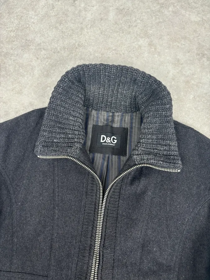 AW2009 Dolce & Gabbana Grey Wool Knit Collar Jacket - Image 8