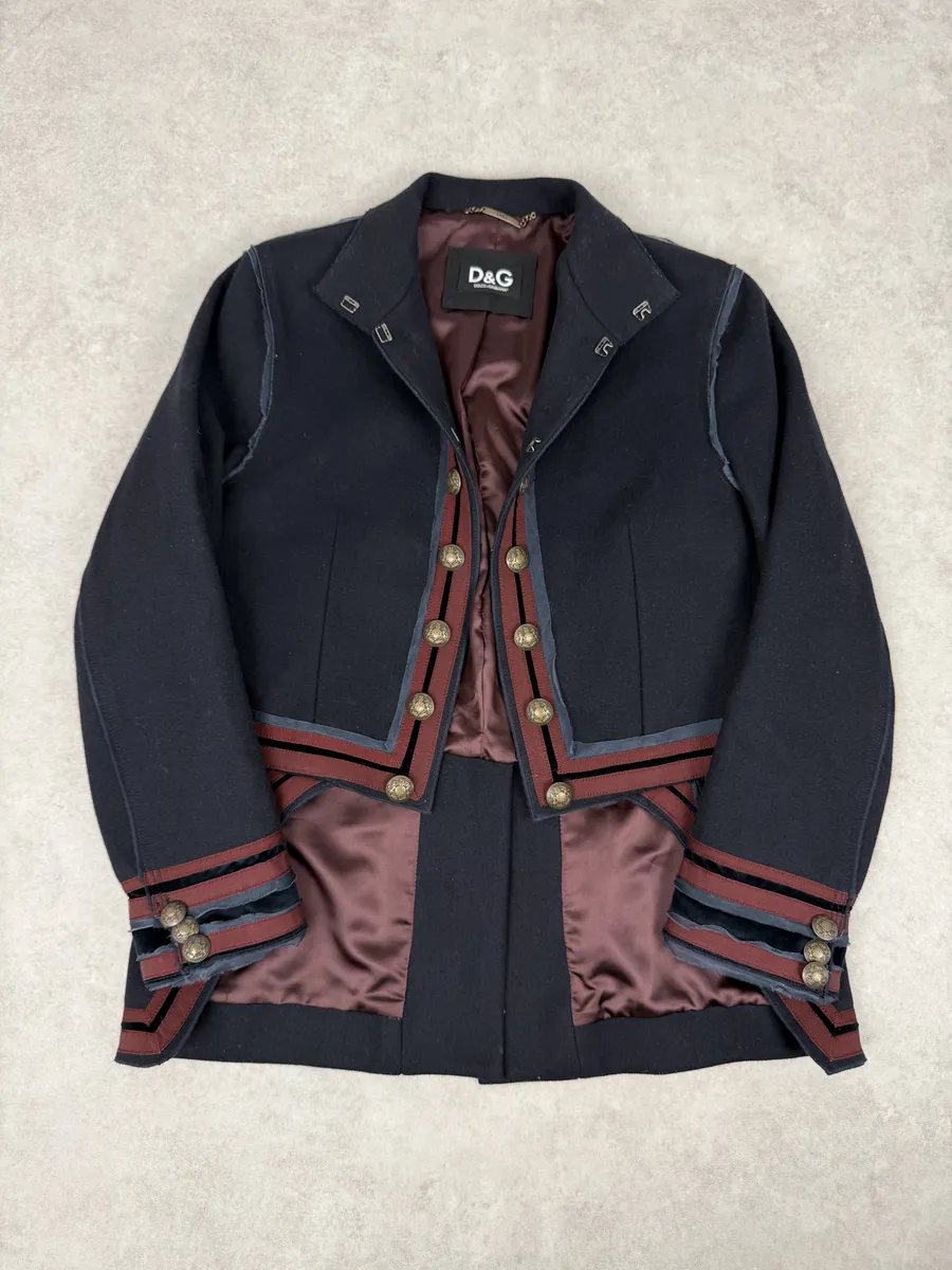 AW2009 Dolce & Gabbana Navy Buttoned Officer Long Classy Jacket - Image 6
