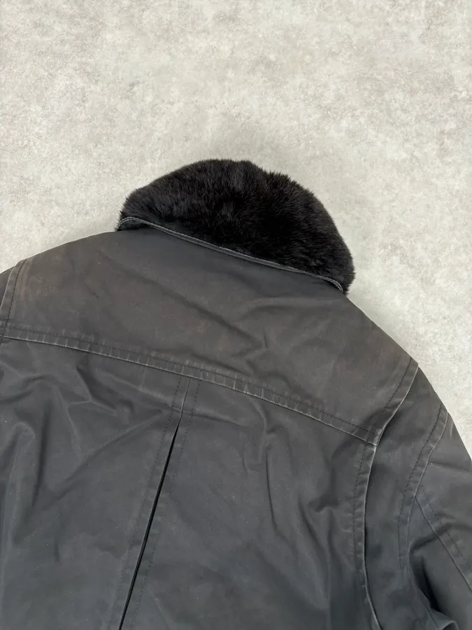 AW2009 Dsquared2 Black Fur Collar Denim Bomber Jacket - Image 6
