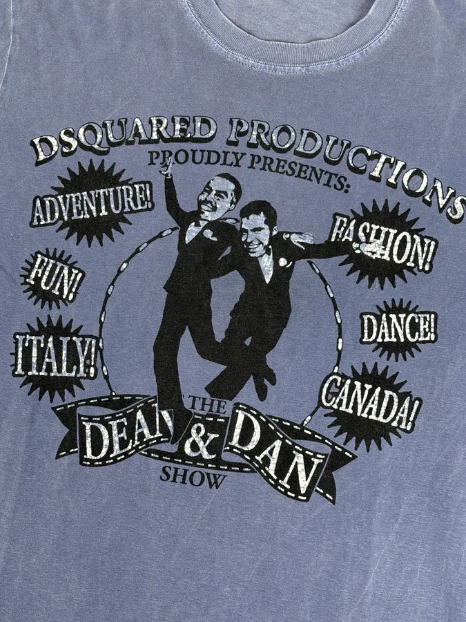 AW2009 Dsquared2 Dean & Dan Blue Graphic Print T-Shirt - Image 7