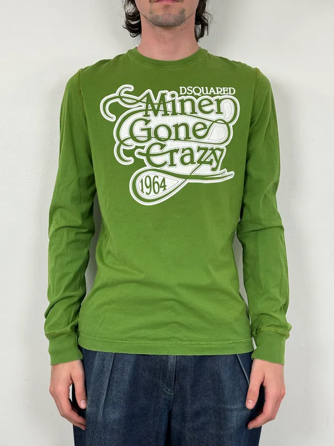 AW2009 Dsquared2 Green Miner Gone Crazy Longsleeves T-Shirt - Image 2
