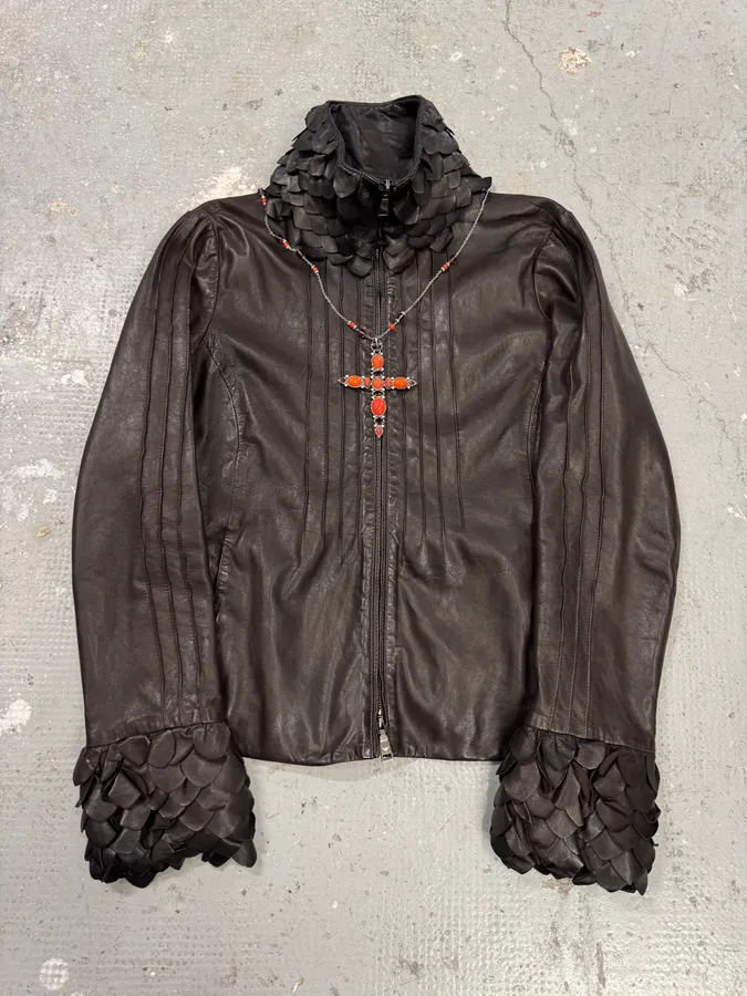AW2009 Emporio Armani Black Bird Leather Jacket - Image 14