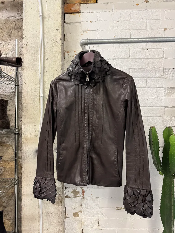 AW2009 Emporio Armani Black Bird Leather Jacket - Image 8