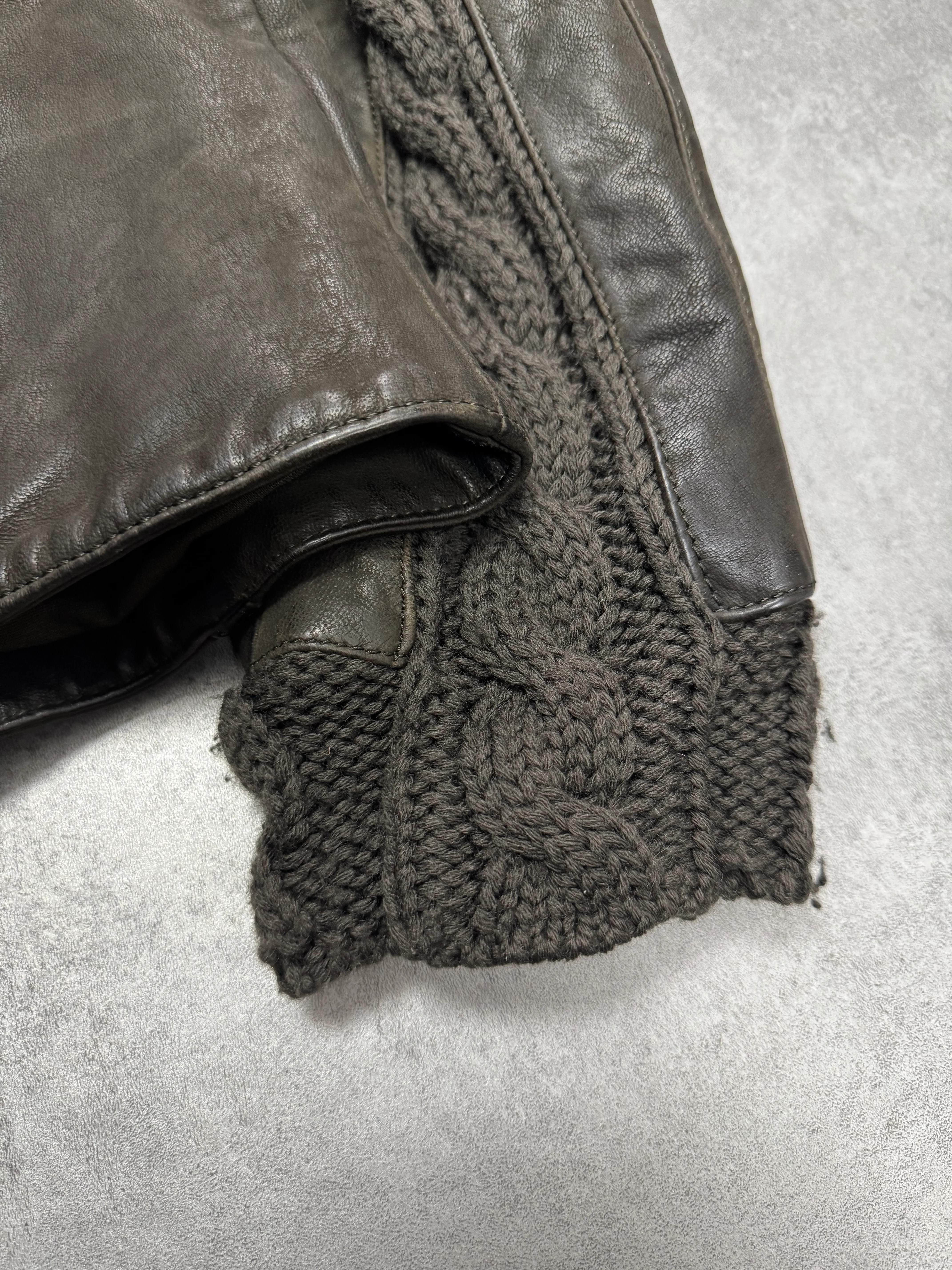 AW2009 Emporio Armani Brown Leather Wool Embelishments Jacket - Image 7