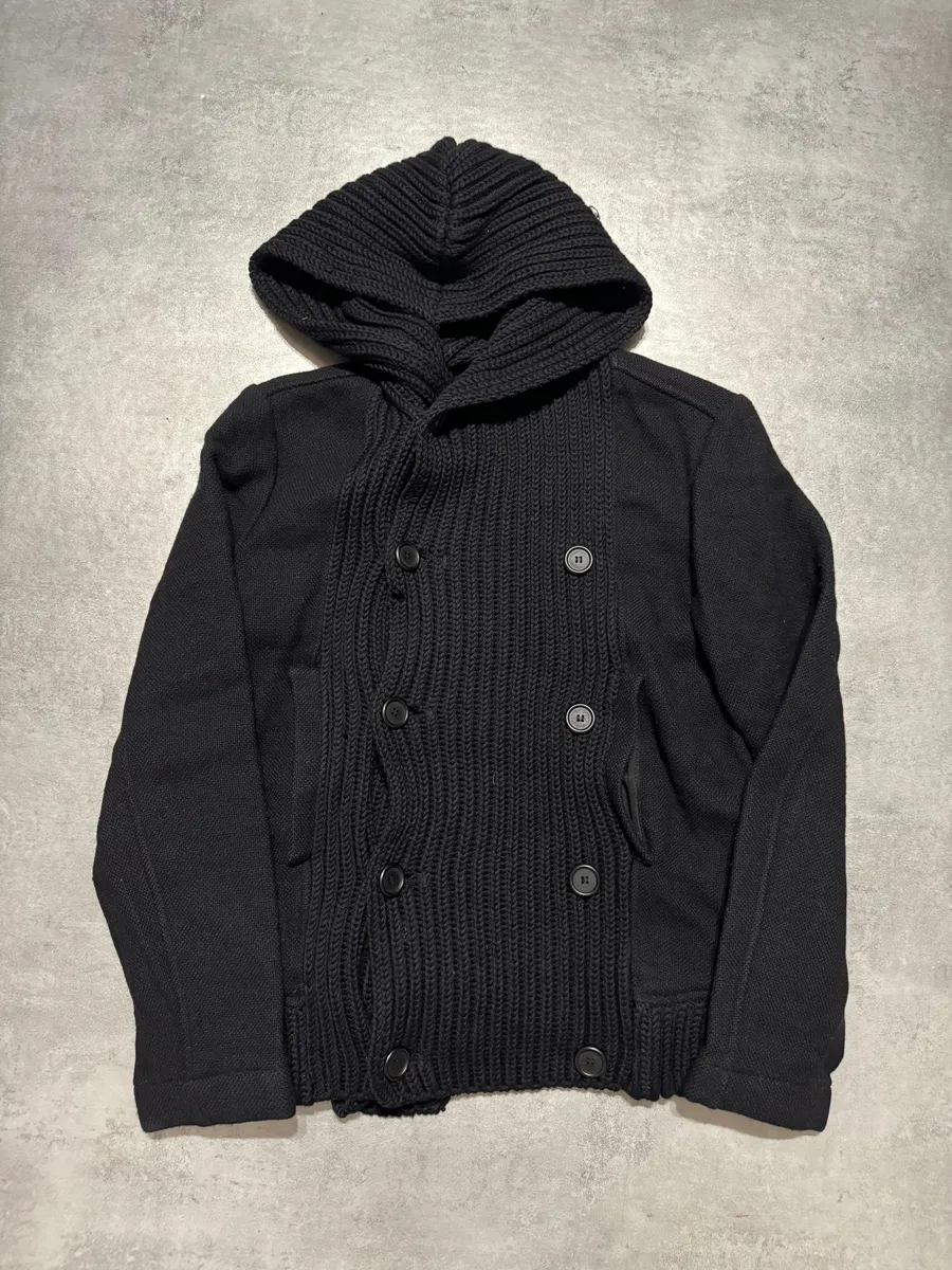 AW2009 Emporio Armani Wool Navy Hooded Naval Buttoned Sweater - Image 12