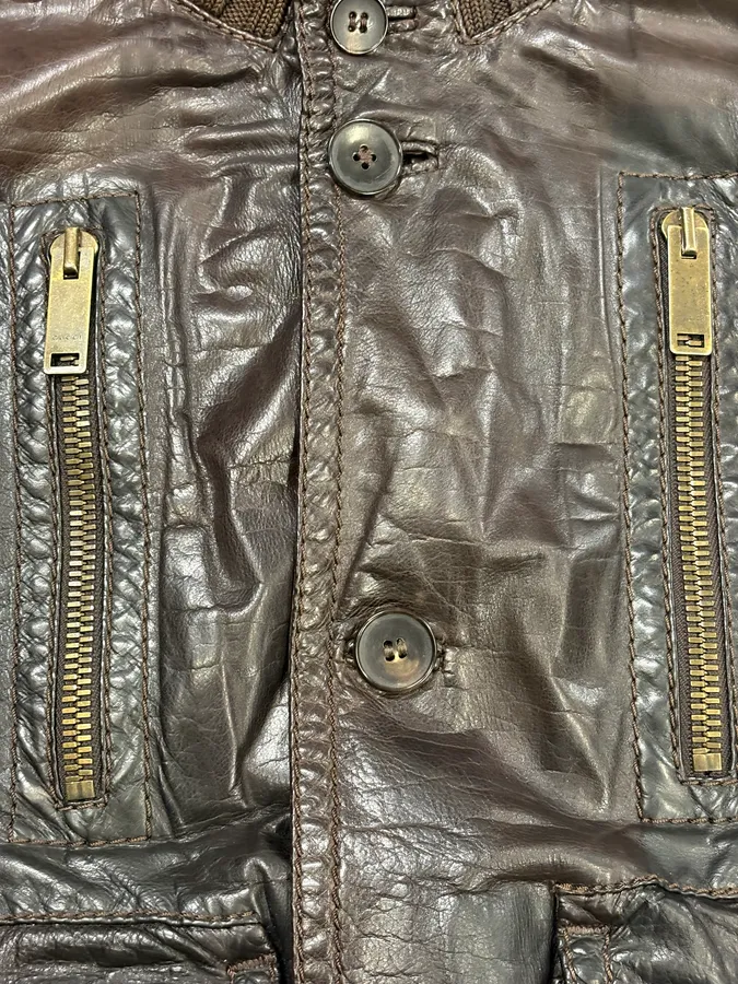 AW2009 Gucci Brown Madonna Buttoned Leather Jacket by Frida Giannini - Image 9