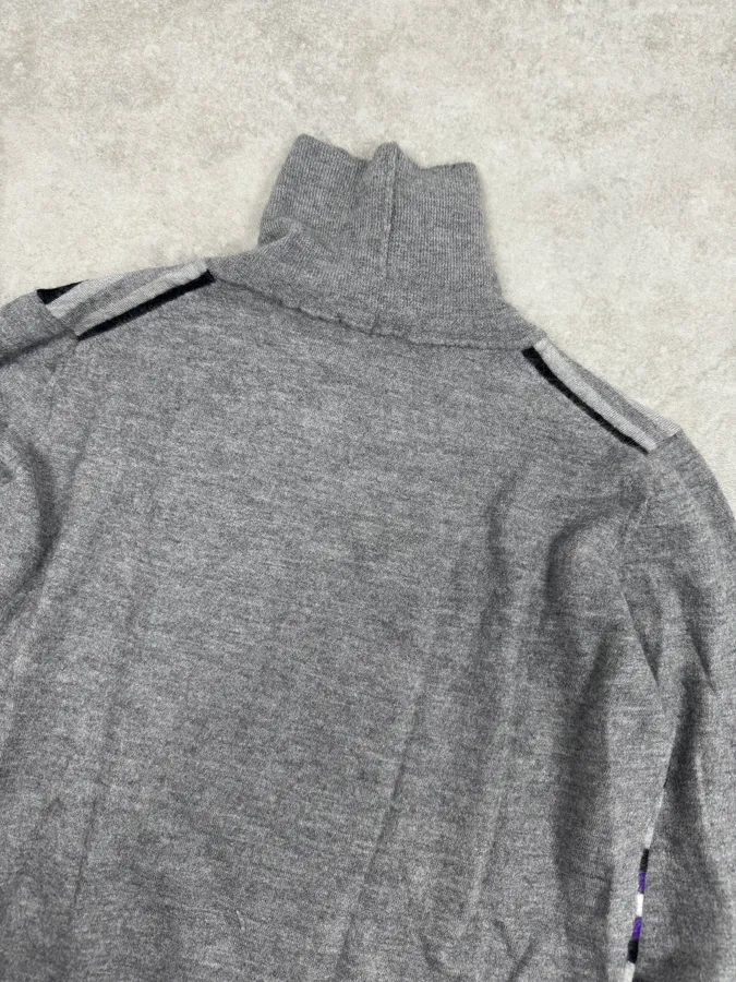 AW2009 Gucci Grey & Purple Striped Side Zip Turtleneck Sweater - Image 6