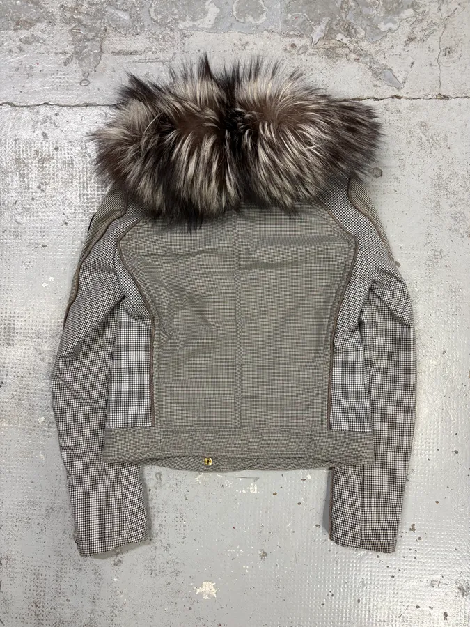 AW2009 Gucci Nylon Fur-Trimmed Checkered Jacket by Frida Giannini - Image 5