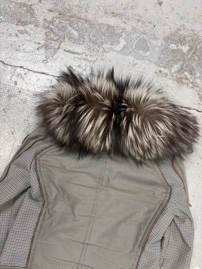 AW2009 Gucci Nylon Fur-Trimmed Checkered Jacket by Frida Giannini - Image 6