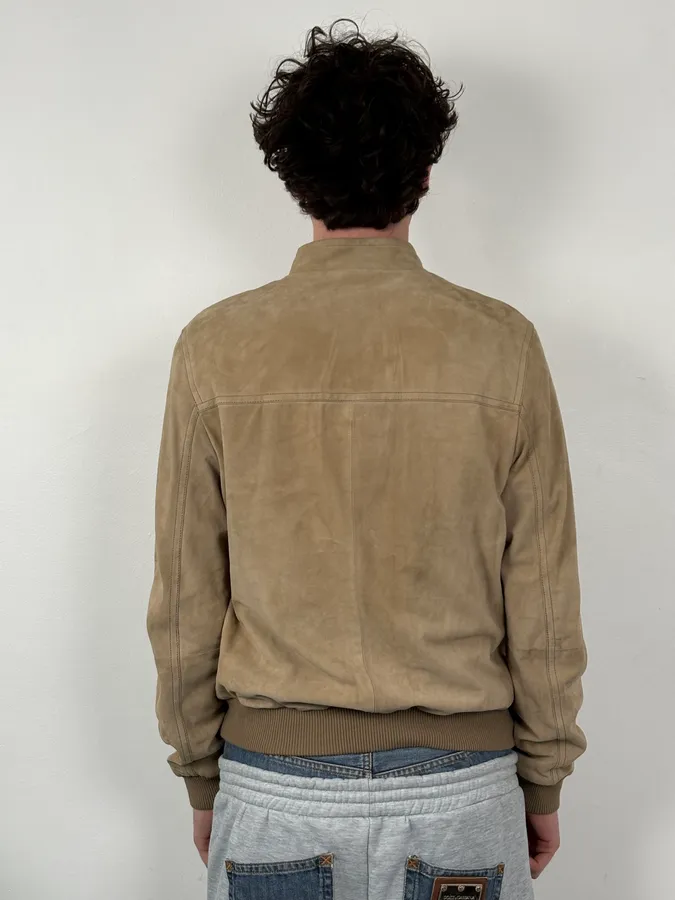 AW2009 Prada Beige Suede Bomber Jacket - Image 3