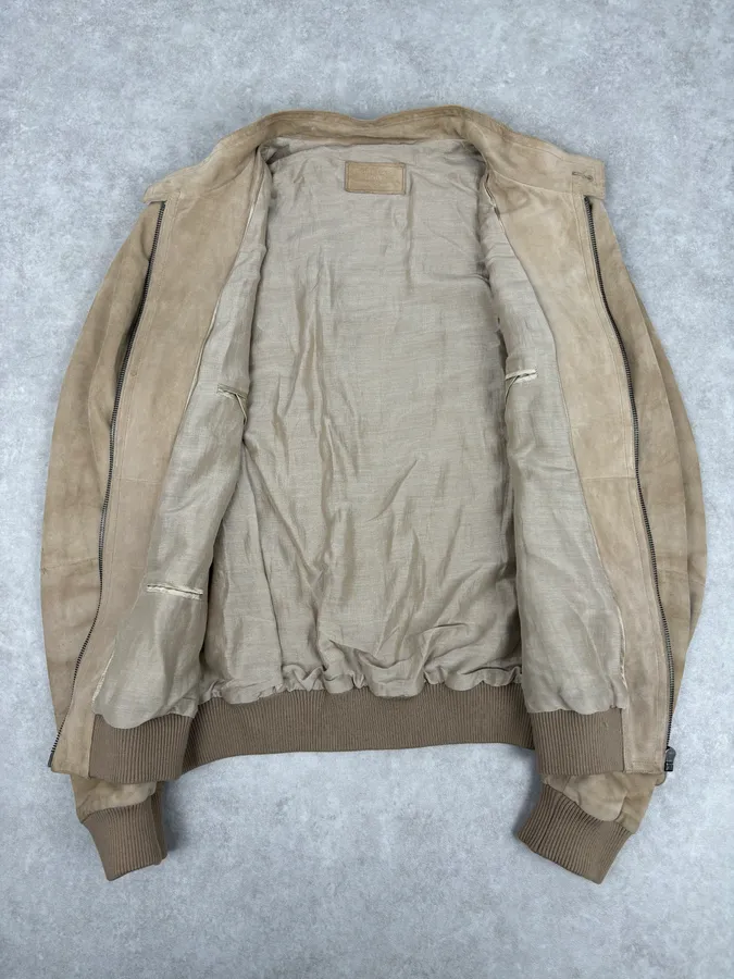 AW2009 Prada Beige Suede Bomber Jacket - Image 7
