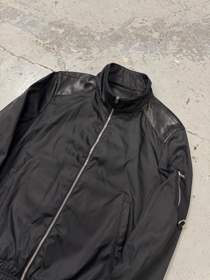 AW2009 Prada Black Leather & Nylon Hybrid Jacket - Image 4