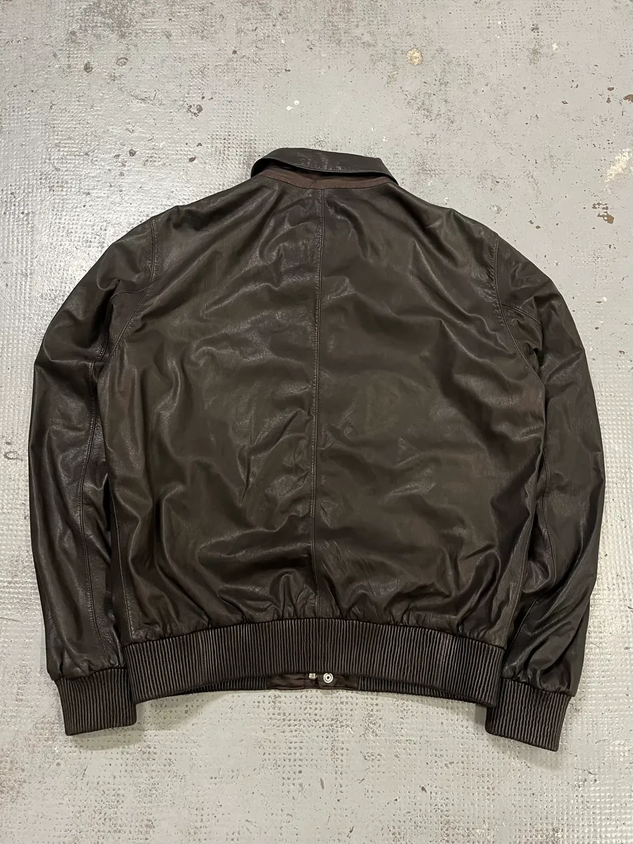 AW2009 Prada Brown Leather Bomber Jacket - Image 7
