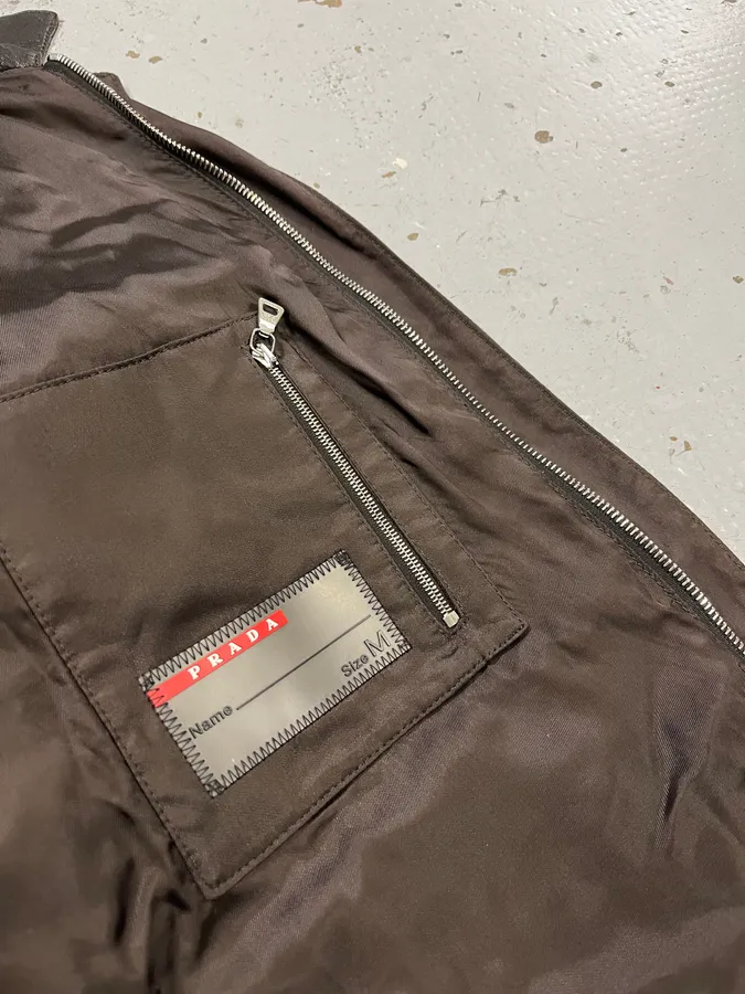 AW2009 Prada Brown Leather Bomber Jacket - Image 9