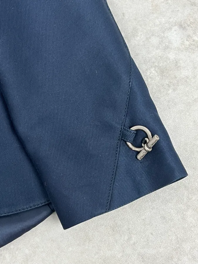 AW2009 Versace Navy Asymmetrical Buttoned Officier Blazer Jacket - Image 10