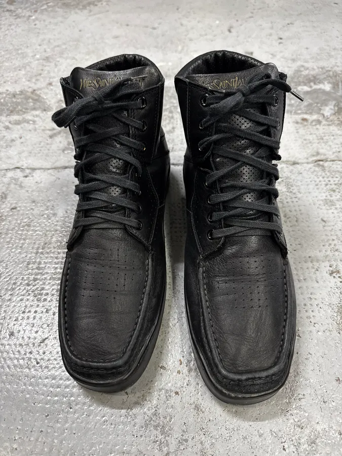 AW2009 Yves Saint Laurent  Puma Black Lace-Up Leather Sneakers - Image 6