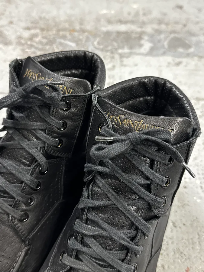 AW2009 Yves Saint Laurent  Puma Black Lace-Up Leather Sneakers - Image 8