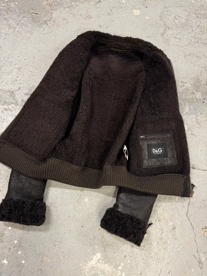 AW2009/10 Dolce & Gabbana Cargo Utility Bomber Shearling Leather Jacket - Image 11