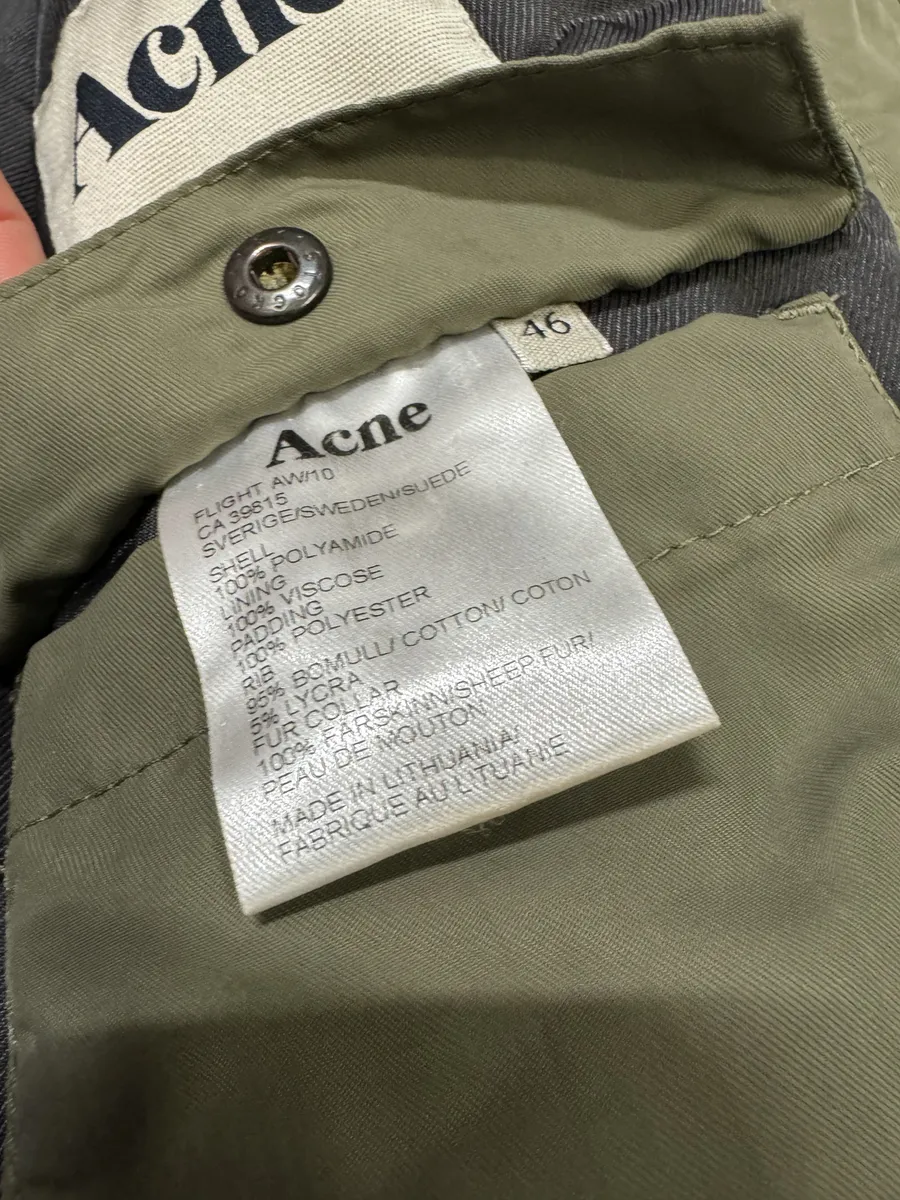 AW2010 Acne Studios Light Olive Flight Aero Bomber Jacket - Image 6