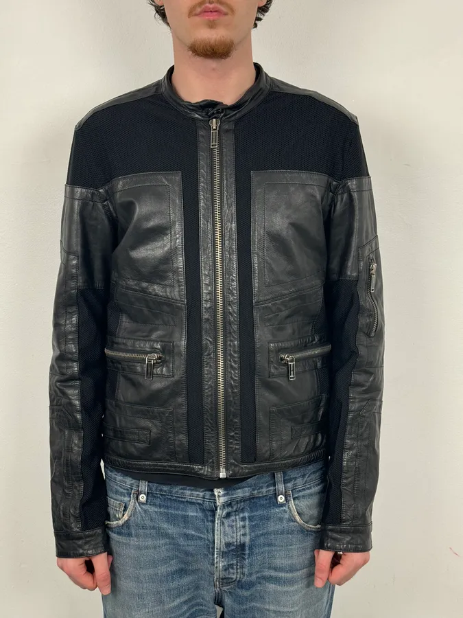 AW2010 Bikkembergs Hybrid Black Leather Jacket - Image 3