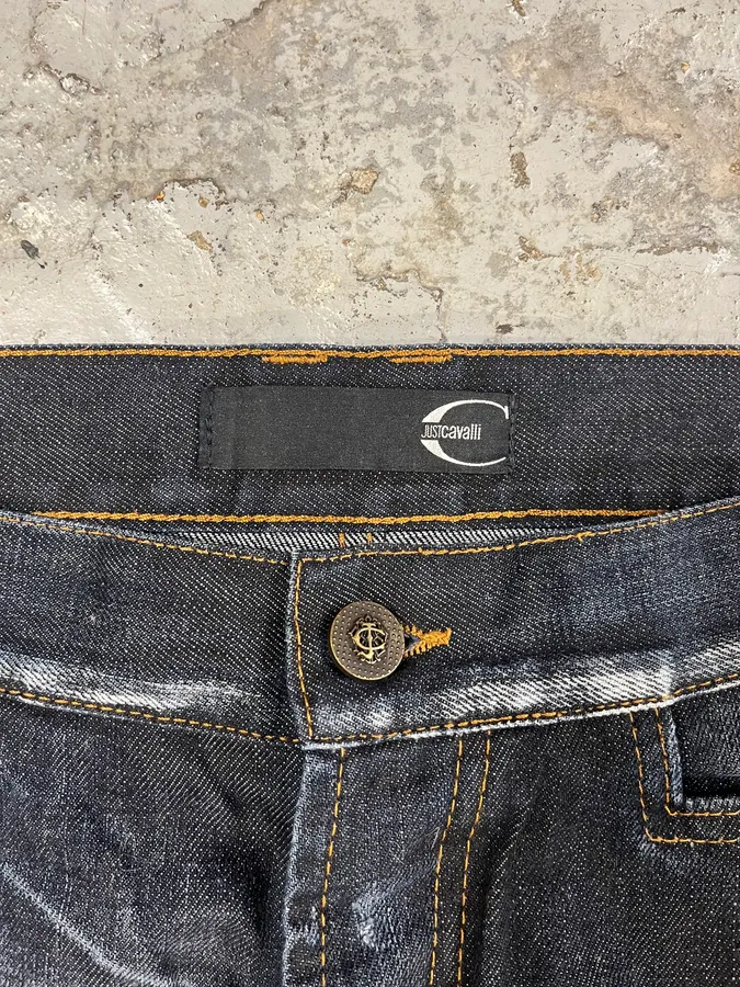 AW2010 Cavalli Brut Navy Faded Denim Slim Jeans - Image 9