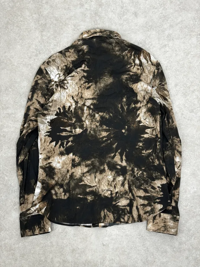 AW2010 Cavalli Handpaint Bleached Brown & Beige Shirt - Image 4