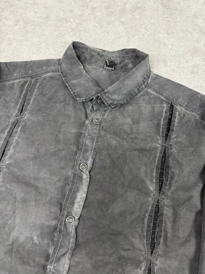 AW2010 Dirk Bikkembergs Grey Washed Pleats Shirt - Image 5